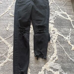 Women's Distressed Black Jeans